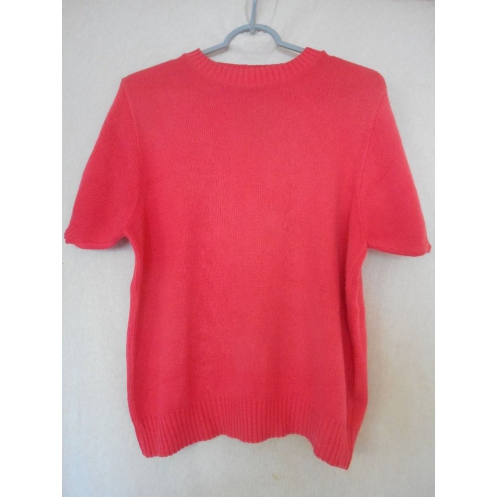 Vintage short sleeve 100% cotton Size L crew neck Dark Pink Sweater